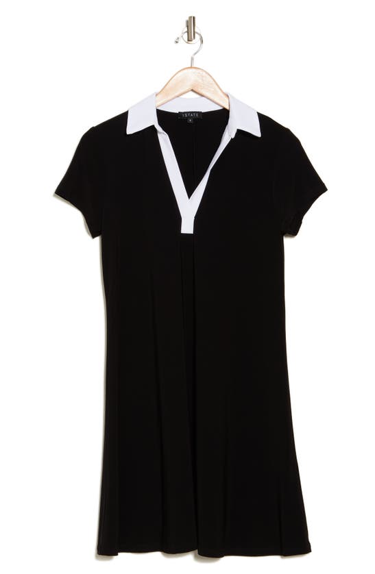1.state Two-tone Collared Dress In Black