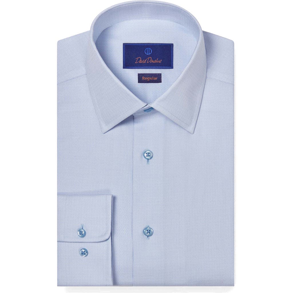 David Donahue Regular Fit Royal Oxford Textured Dress Shirt In Sky/white