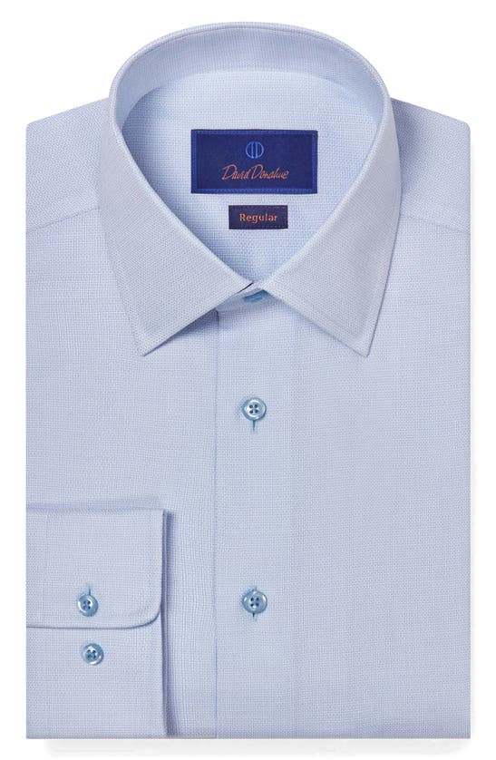 Shop David Donahue Regular Fit Royal Oxford Textured Dress Shirt In Sky/ White