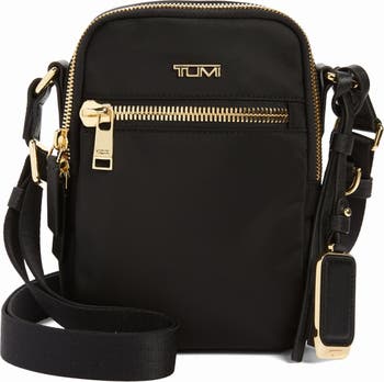 TUMI Voyageur Mari Crossbody - Luxe Leather Crossbody Purse - Phone  Crossbody Bag - Black Leather & Gold Hardware