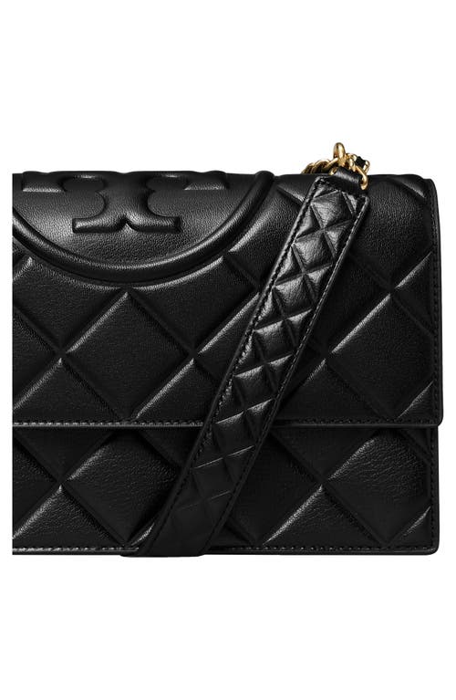 Tory Burch Small Fleming Diamond Quilted Leather Convertible Shoulder Bag In Black