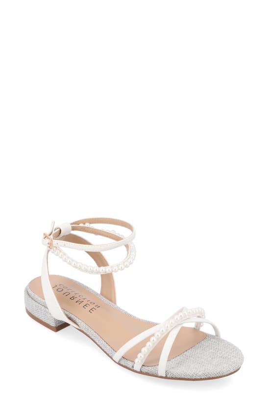 Journee Collection Tulsi Pearly Beaded Sandal In White