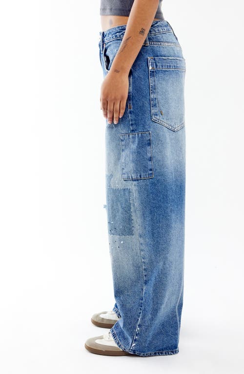 Shop Bdg Urban Outfitters Jaya Rip & Repair Low Rise Wide Leg Jeans In Mid Vintage