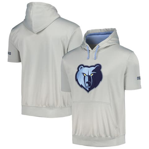 Men's Fanatics Branded Silver/Light Blue Memphis Grizzlies Short Sleeve Pullover Hoodie