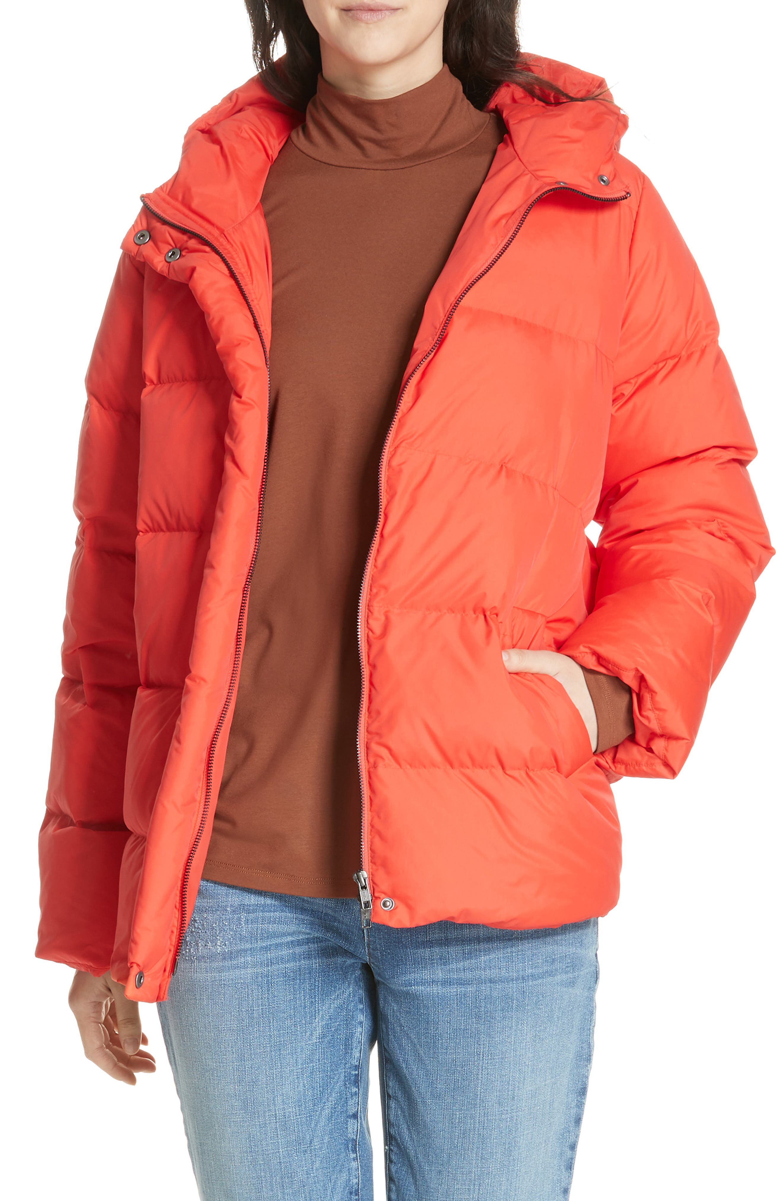 eileen fisher hooded puffer coat