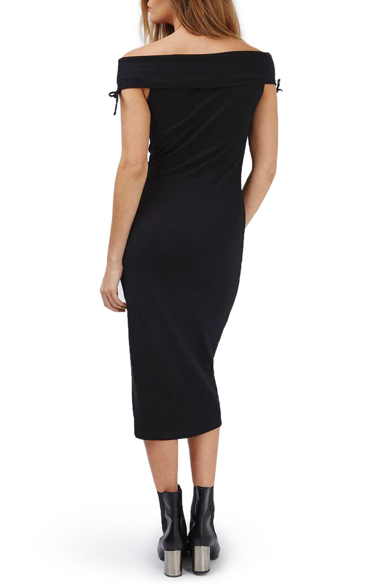 bardot ribbed midi dress