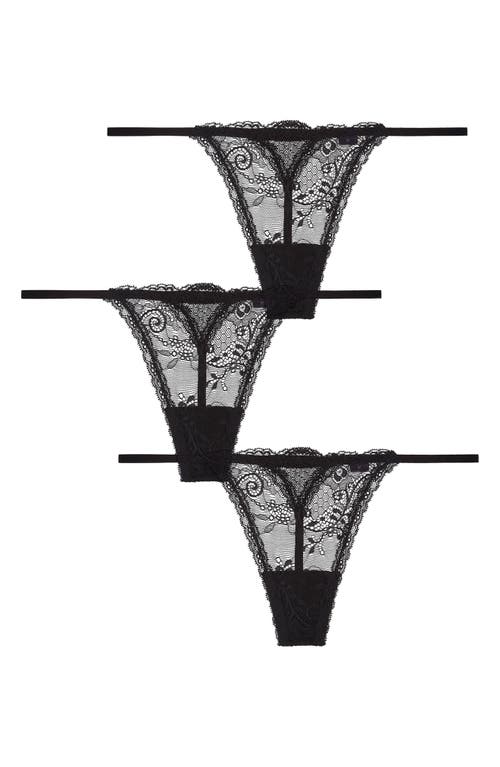 Shop Journelle Sapna Assorted 3-pack G-string Thongs In Noir