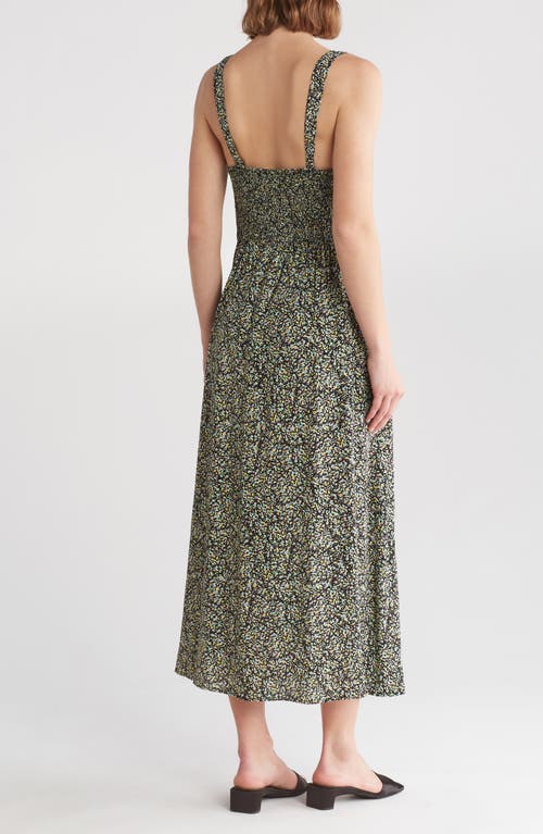 Shop Lovestitch Ditsy Print Maxi Dress In Black/lime