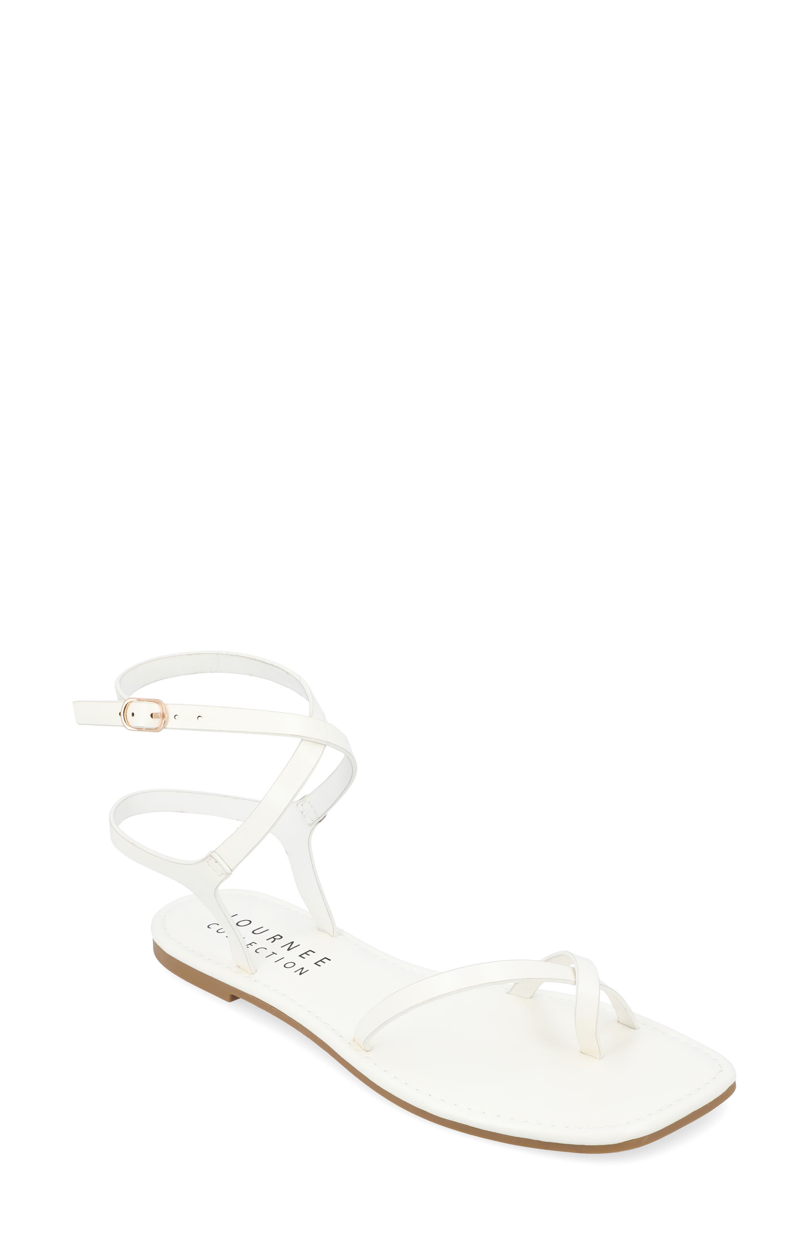 strappy sandals flat white