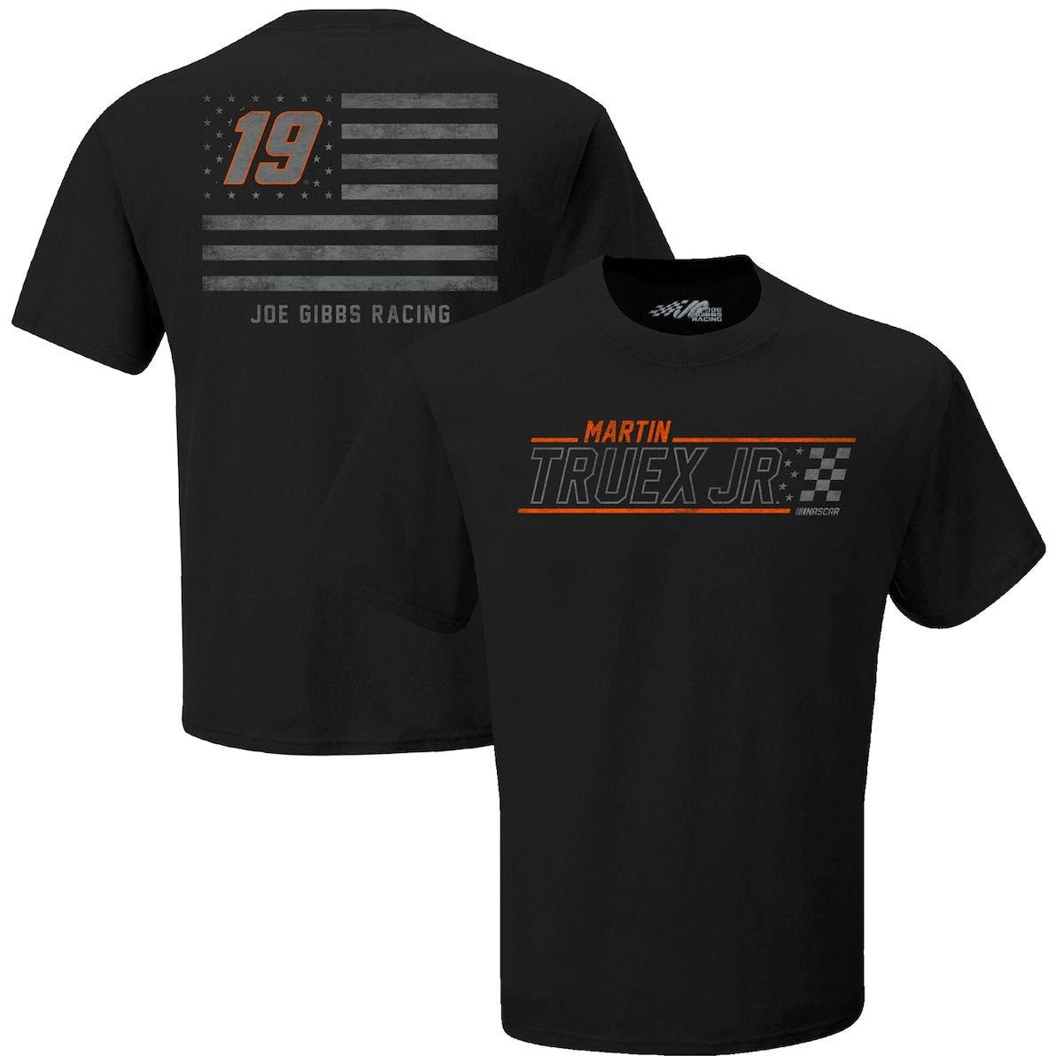 JOE GIBBS RACING TEAM COLLECTION Men's Joe Gibbs Racing Team Collection Black Martin Truex Jr Tonal Patriotic Flag T-Shirt at Nordstrom