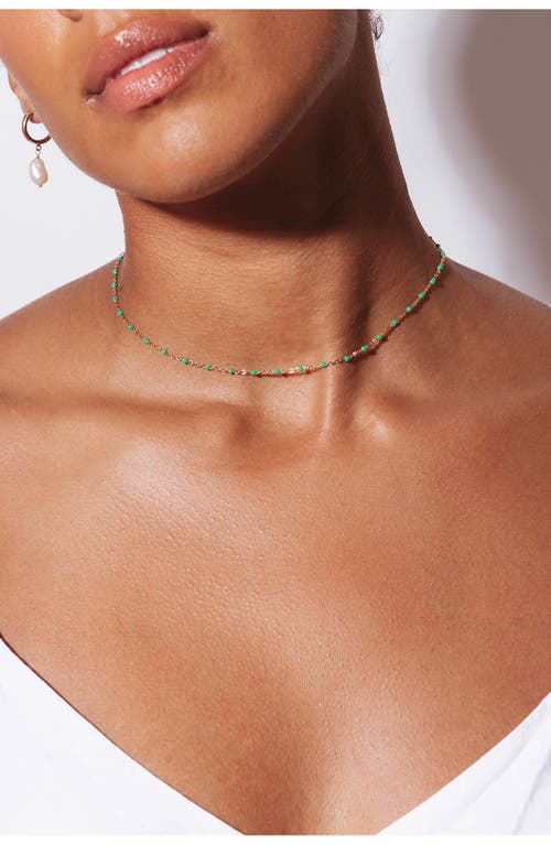 Shop Set & Stones Kaz Bead Station Necklace In Gold/emerald