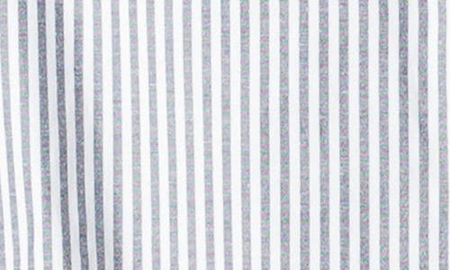 Mnml Stripe Short Sleeve Button-up Shirt In Grey/white