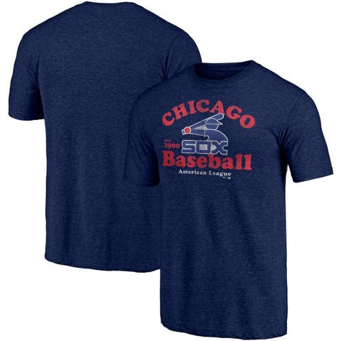 Men's Chicago White Sox Majestic Threads Navy Throwback Logo Tri-Blend  T-Shirt