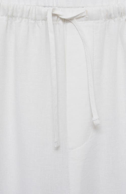 Shop Mango Linen Blend Straight Leg Drawstring Pants In White