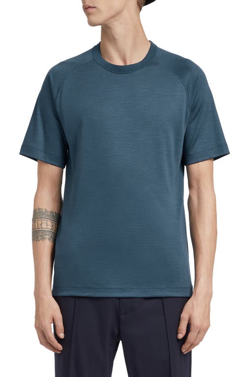 ZEGNA High Performance Short Sleeve Wool T-Shirt Blue at Nordstrom, Us