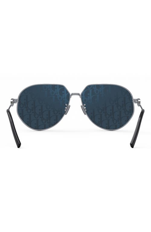 Shop Dior Christian   Oblique Cd Link 61mm Sunglasses In Shiny Palladium/blue