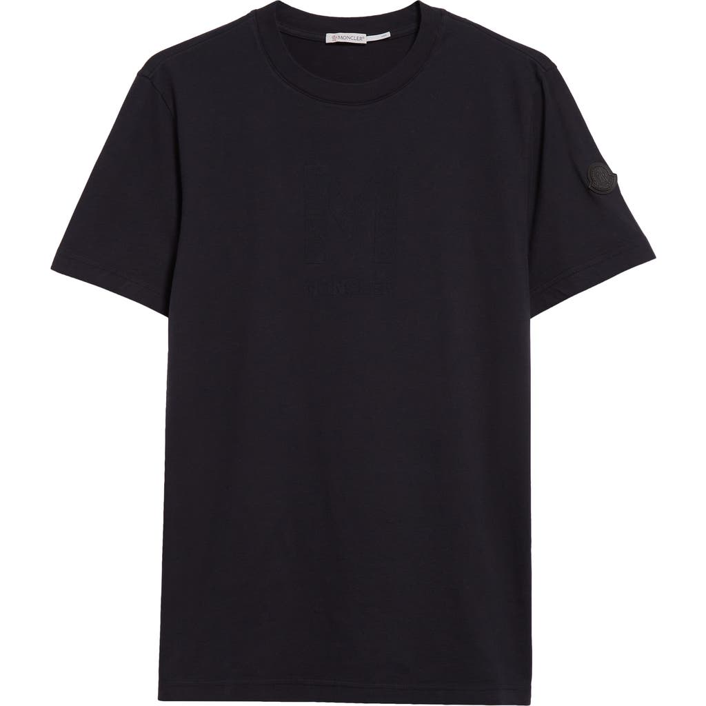 Moncler Flocked-logo T-shirt In Navy Blue