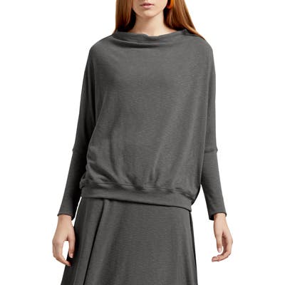 Michael Stars Amy Tahoe Jersey Draped Long Sleeve Tee, Grey