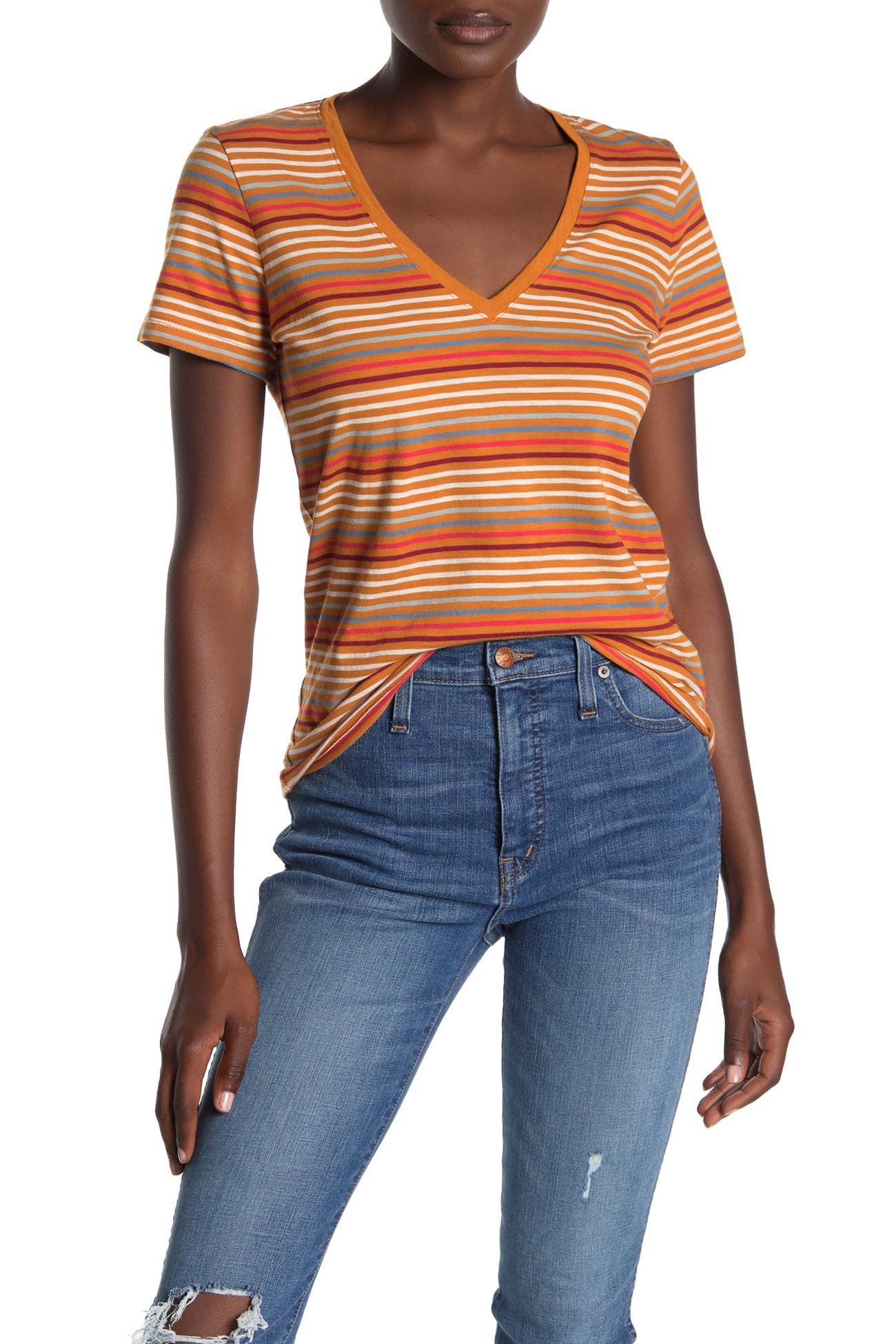 Madewell | Striped V-Neck Short Sleeve T-Shirt | Nordstrom Rack