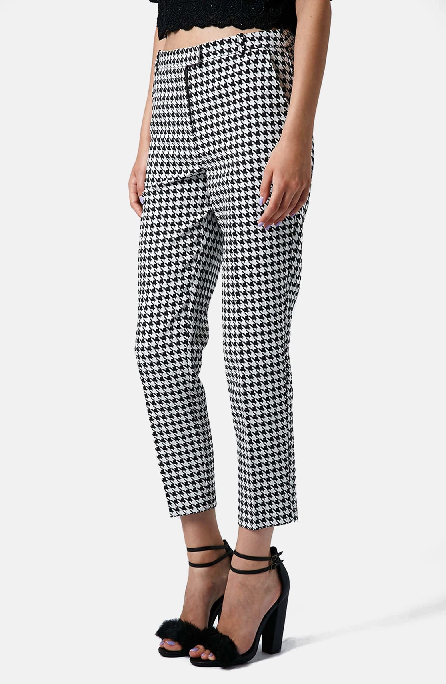 Topshop Houndstooth Cigarette Trousers | Nordstrom