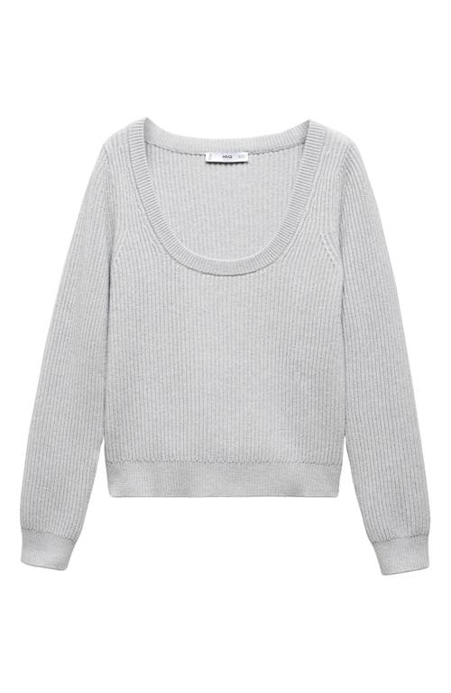 Shop Mango Scoop Neck Rib Sweater In Grey