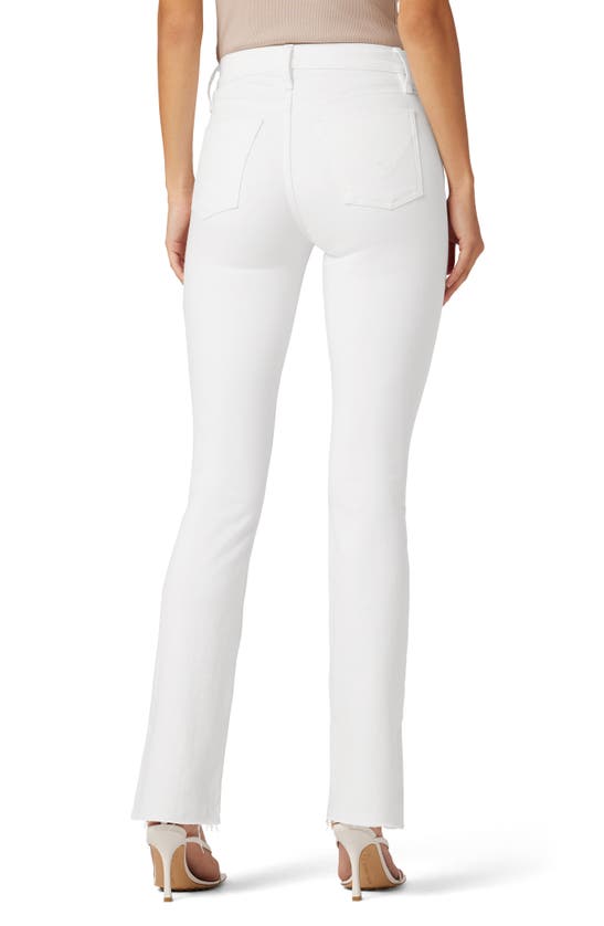 Hudson Barbara Split Raw Hem High Waist Baby Bootcut Jeans In White