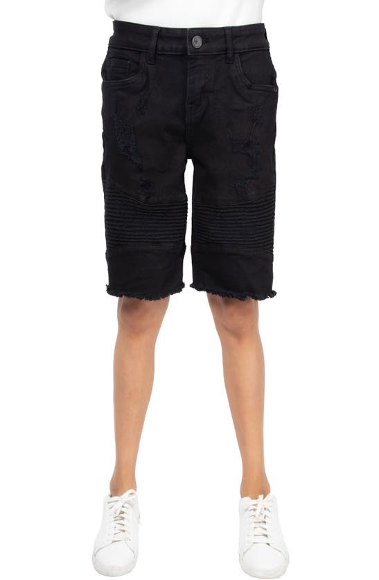 X-ray Xray Kids' Moto Distressed Denim Shorts In Jet Black