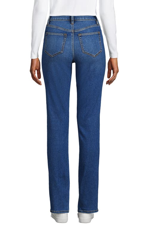 Lands' End Recover High Rise Straight Leg Blue Jeans In Indigo Tide Blue