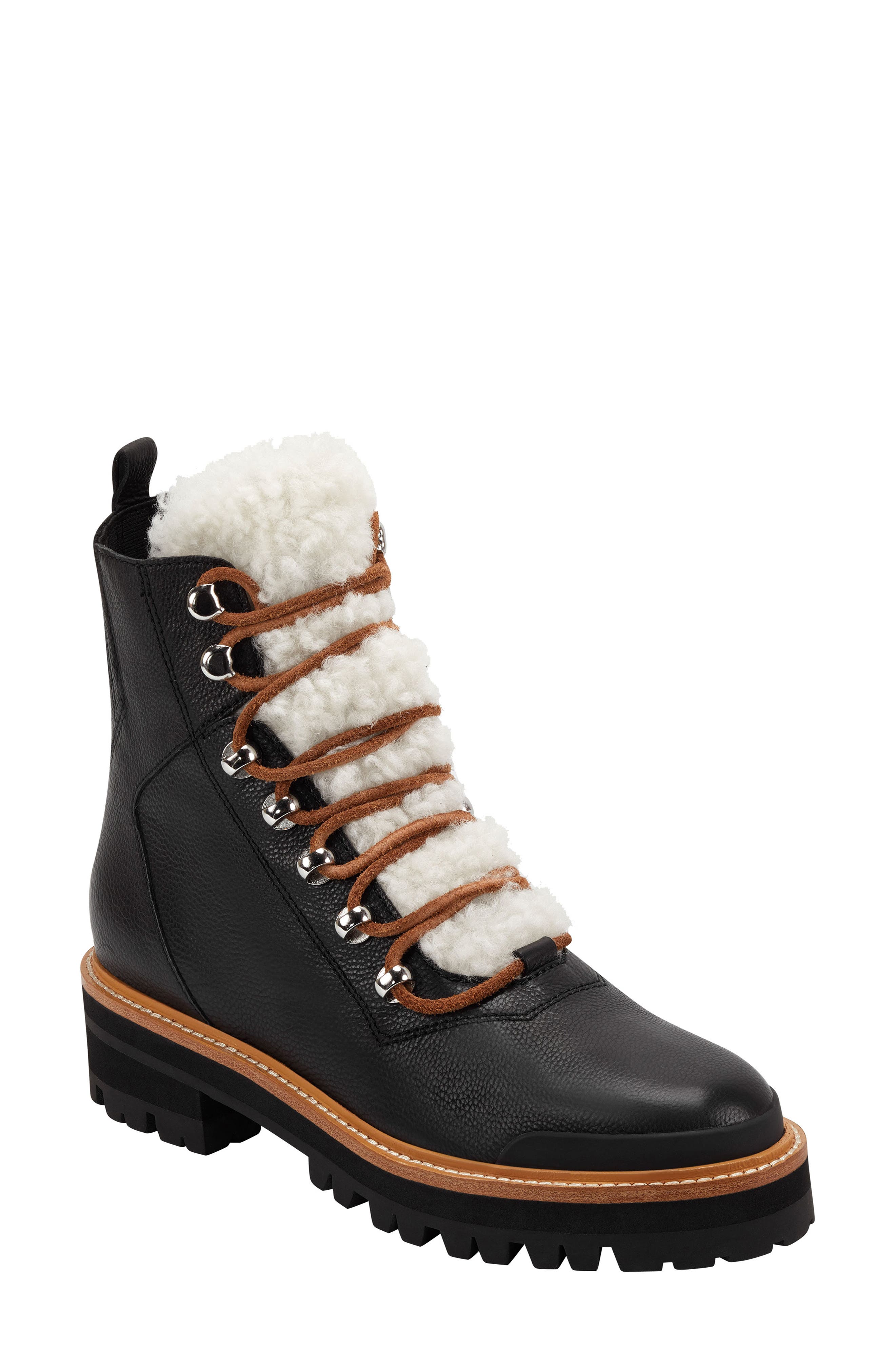 lace up boots with shearling