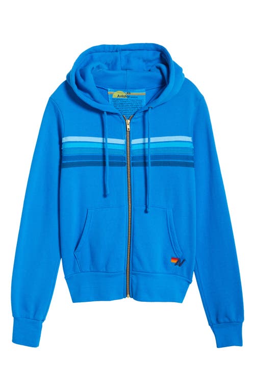 Shop Aviator Nation 5-stripe Zip Hoodie In Blue/blue Stripe