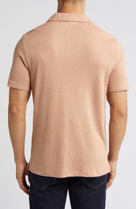 Shop Johnston & Murphy Linen Blend Johnny Collar Polo In Melon