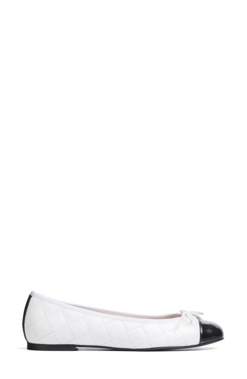 Jon Josef Belle Quilted Ballerina Flat In White/black Combo