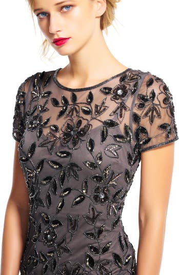 Adrianna Papell Floral Embroidered Beaded Trumpet Nordstrom