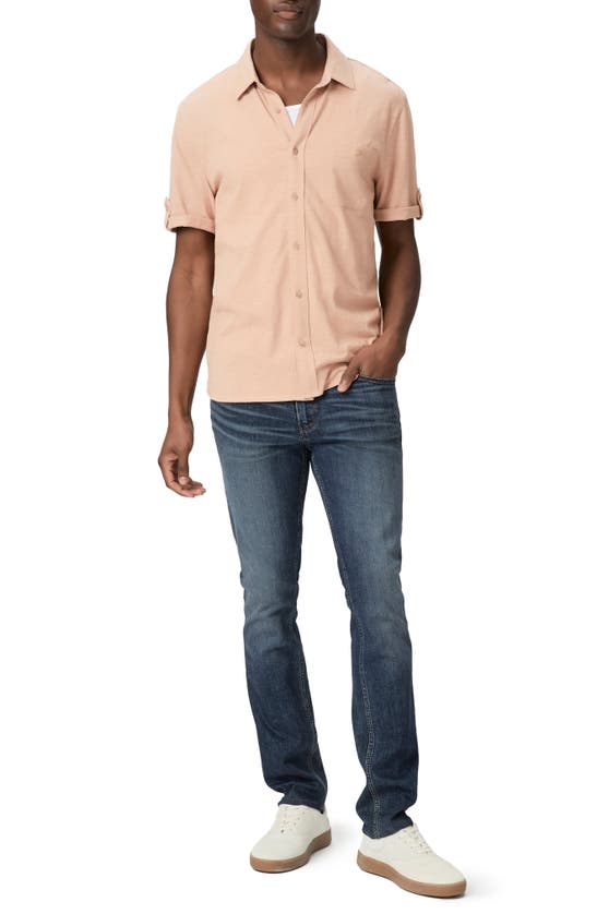Paige Brayden Roll Tab Short Sleeve Jersey Button-up Shirt In Clouded Sunrise