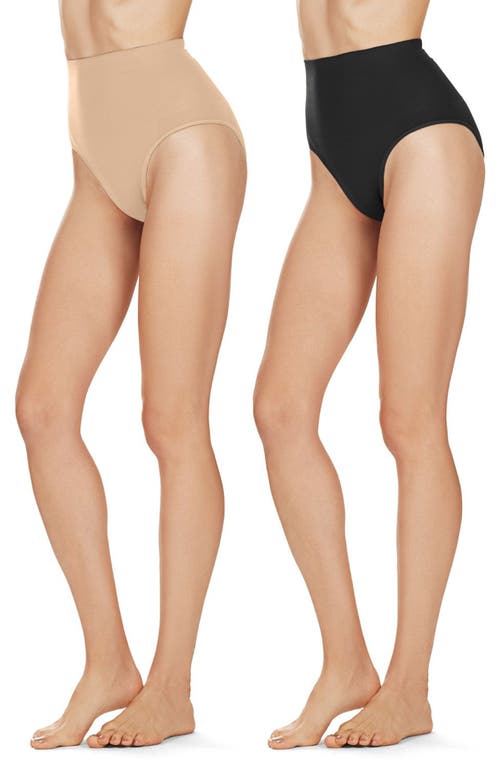 Memoi Body Smoothers 2-pack Shaping Briefs In Nude-black