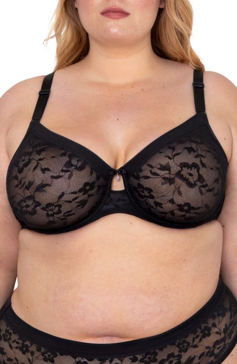 CURVY COUTURE BLACK TULIP SMOOTH CONVERTIBLE T-SHIRT BRA, SIZE US 42C