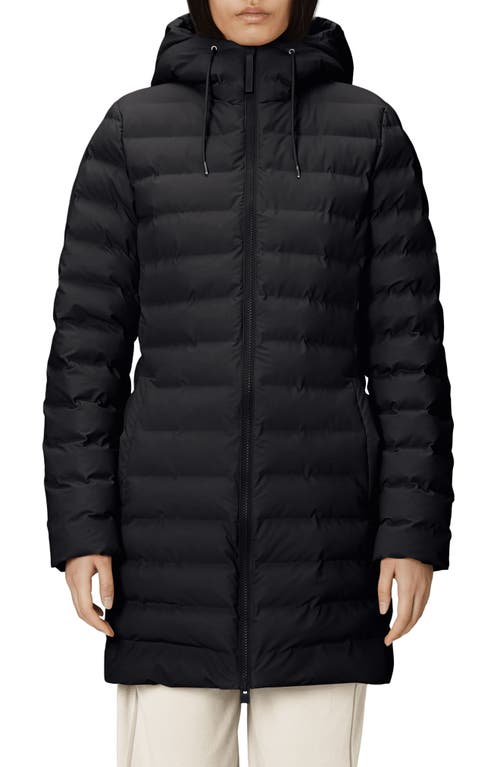 Rains Lohja Waterproof Long Puffer Jacket In Black