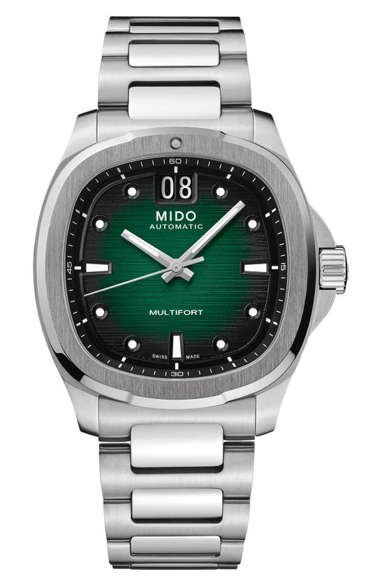 Mido Men's Swiss Automatic Multifort Stainless Steel Bracelet Watch 41mm In Green