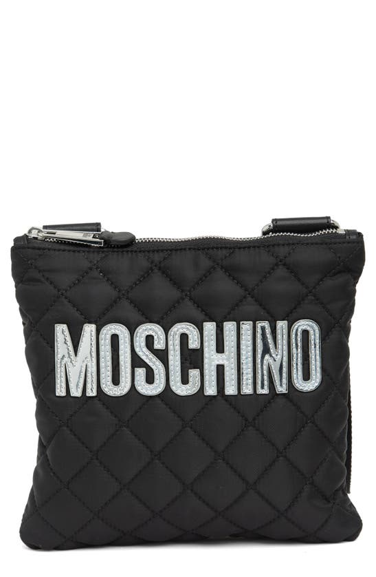 Moschino Quilted Nylon Crossbody Bag In Fantasy Print Black