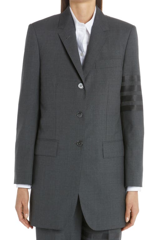 Thom Browne 4-Bar Longline Wool Sport Coat in Dark Grey