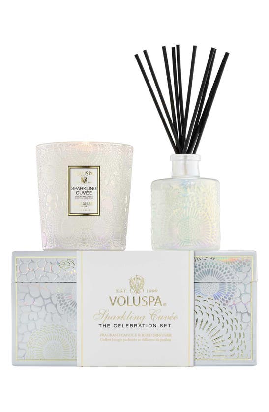Voluspa Sparkling Cuvee Celebration Candle & Reed Diffuser Gift Set In Sparkling Cuvee
