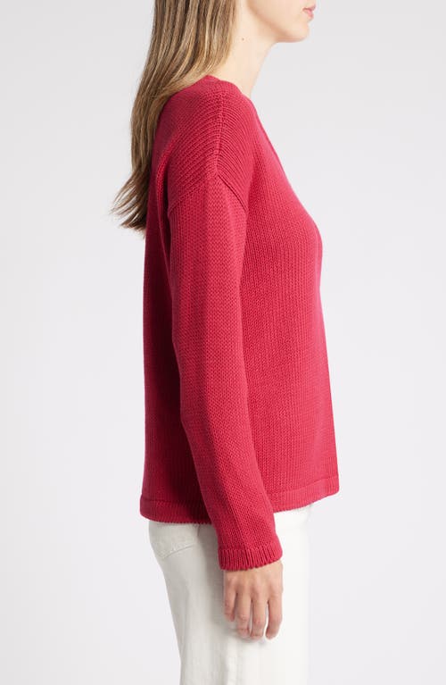 Shop Eileen Fisher V-neck Organic Cotton Pullover Sweater In Azalea