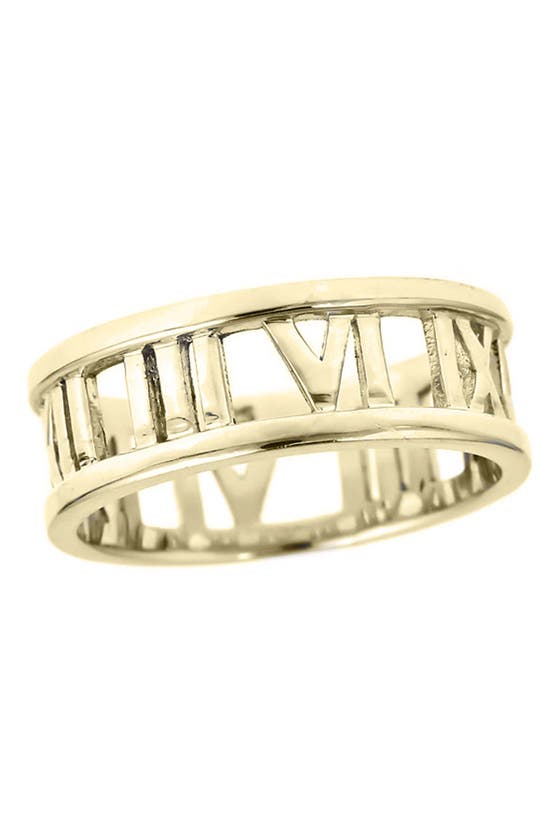 Sterling Forever Sterling Silver Roman Numeral Band Ring In Gold