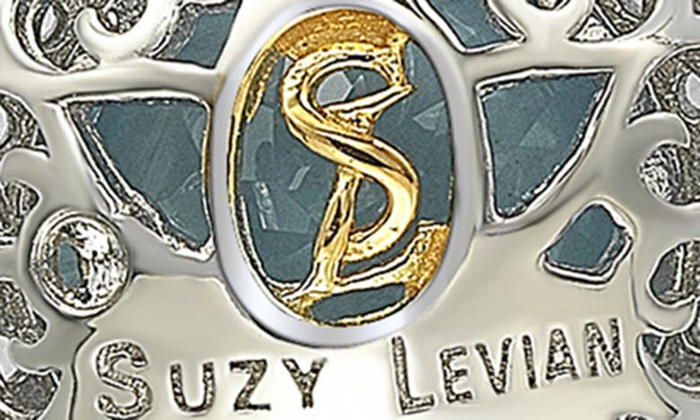 Shop Suzy Levian Sterling Silver Blue Topaz & White Topaz Drop Earrings
