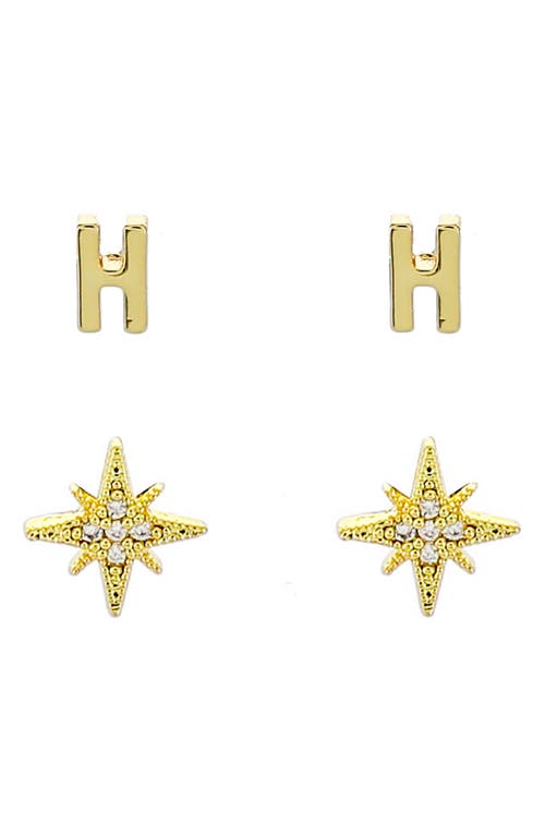 Panacea Initial Starburst Set of 2 Stud Earrings in Gold-H at Nordstrom