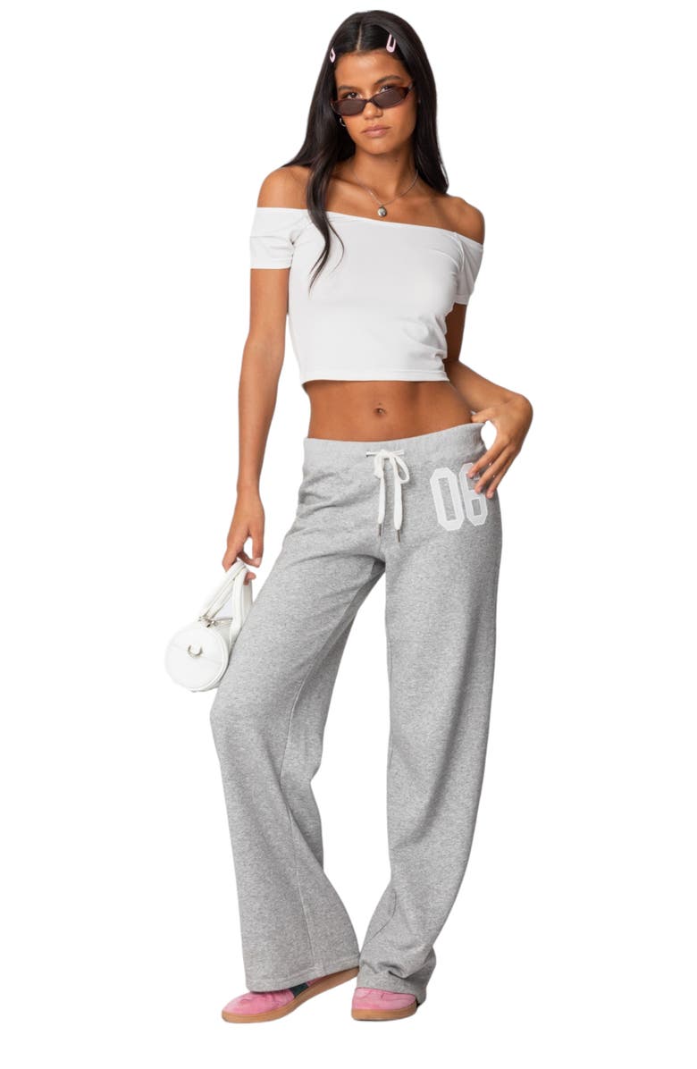 EDIKTED 06 Wide Leg Drawstring Sweatpants, Alternate, color, Grey Melange