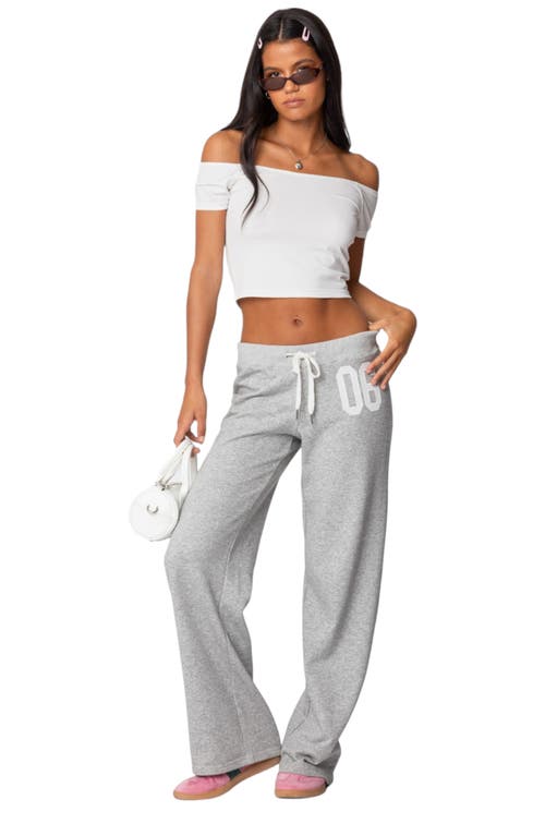 Edikted 06 Wide Leg Drawstring Sweatpants In Grey Melange