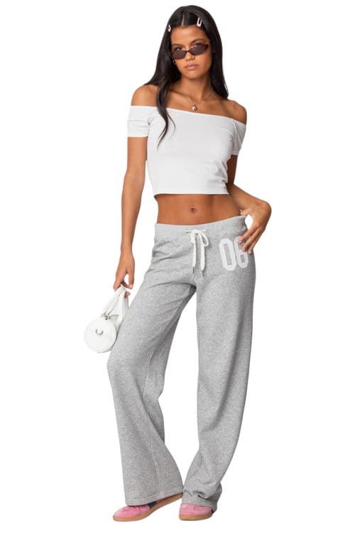 Shop Edikted 06 Wide Leg Drawstring Sweatpants In Grey Melange