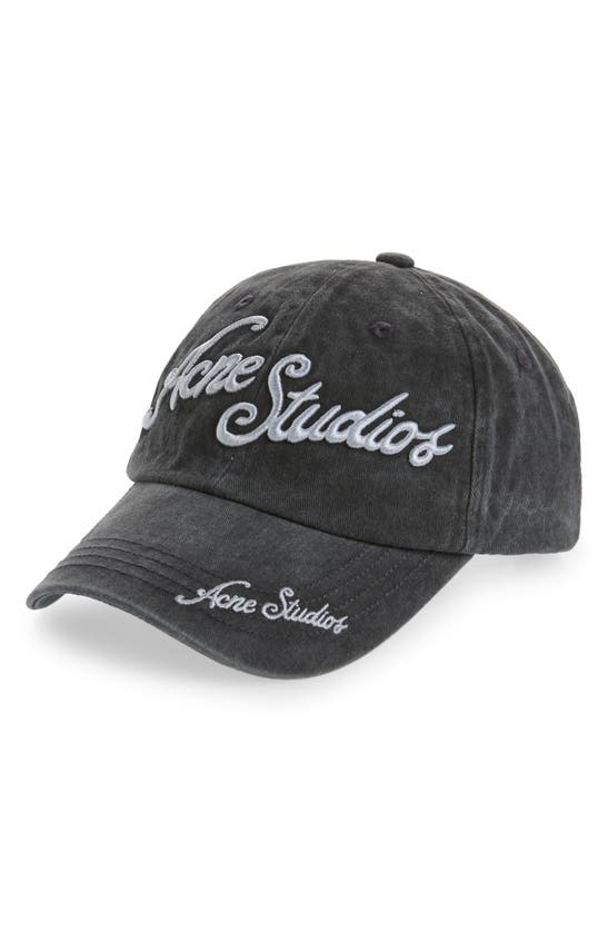 Acne Studios Logo Embroidered Adjustable Baseball Cap In Faded Black