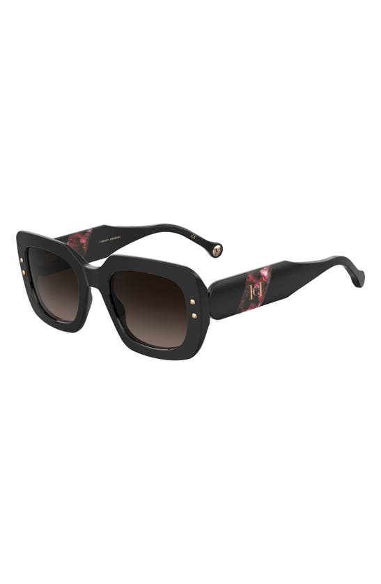 Shop Carolina Herrera 52mm Rectangular Sunglasses In Black/ Red